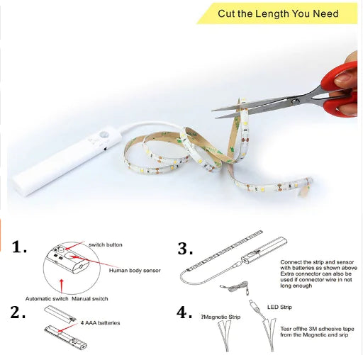 Motion Sensor LED Bed Light Strip - Smart Under Bed Lighting