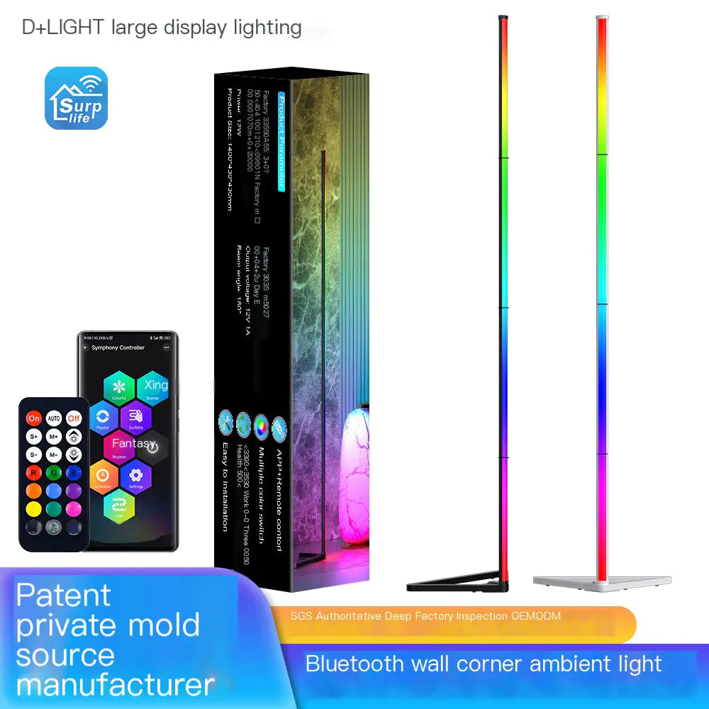 RGB Floor Lamp with Bluetooth & Remote - Color Changing LED Corner Lamp