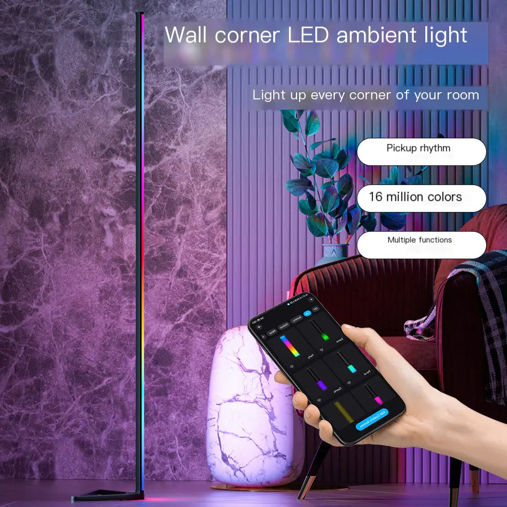 RGB Floor Lamp with Bluetooth & Remote - Color Changing LED Corner Lamp