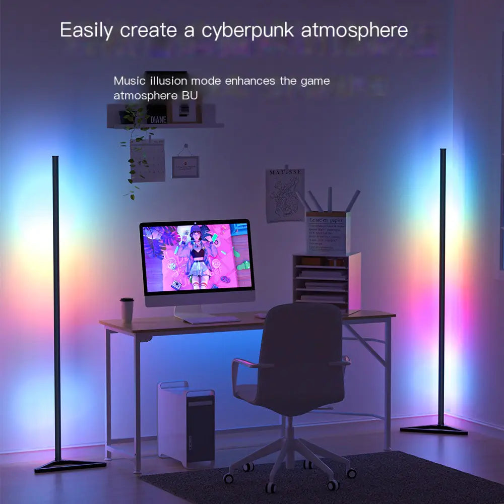 RGB Floor Lamp with Bluetooth & Remote - Color Changing LED Corner Lamp