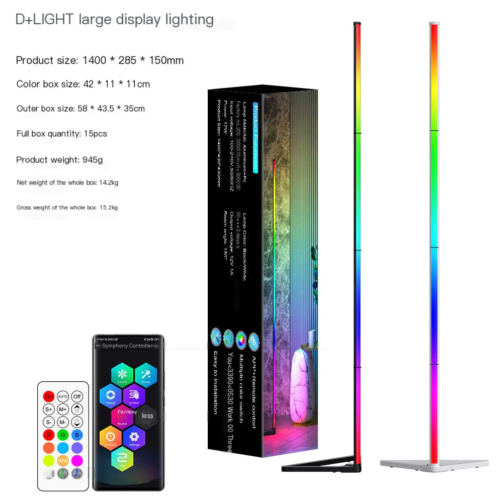 RGB Floor Lamp with Bluetooth & Remote - Color Changing LED Corner Lamp